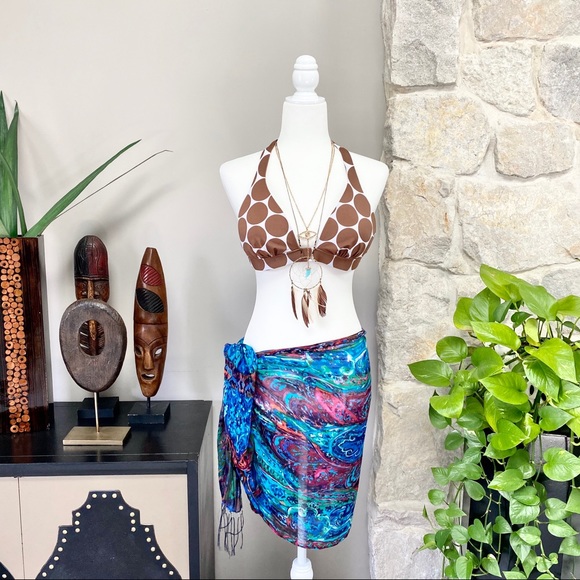 Boutique Other - Bikini Top Sarong Swim Beach Coverup Set L